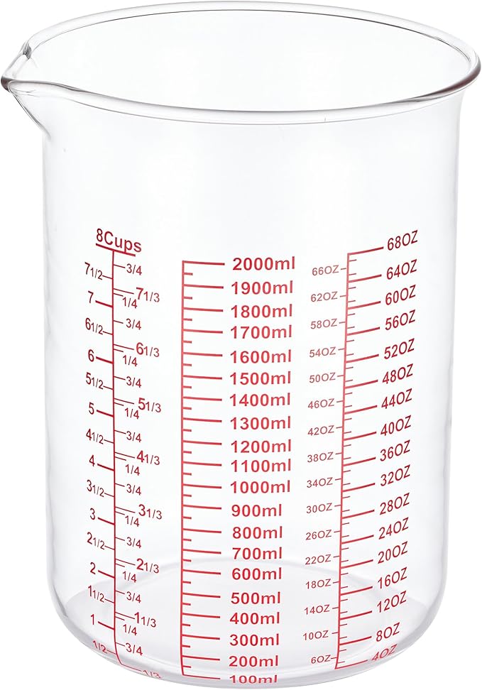 High Borosilicate Glass Measuring Cup-V-Shaped Spout，Glass Measuring Beaker by AckersBORO33