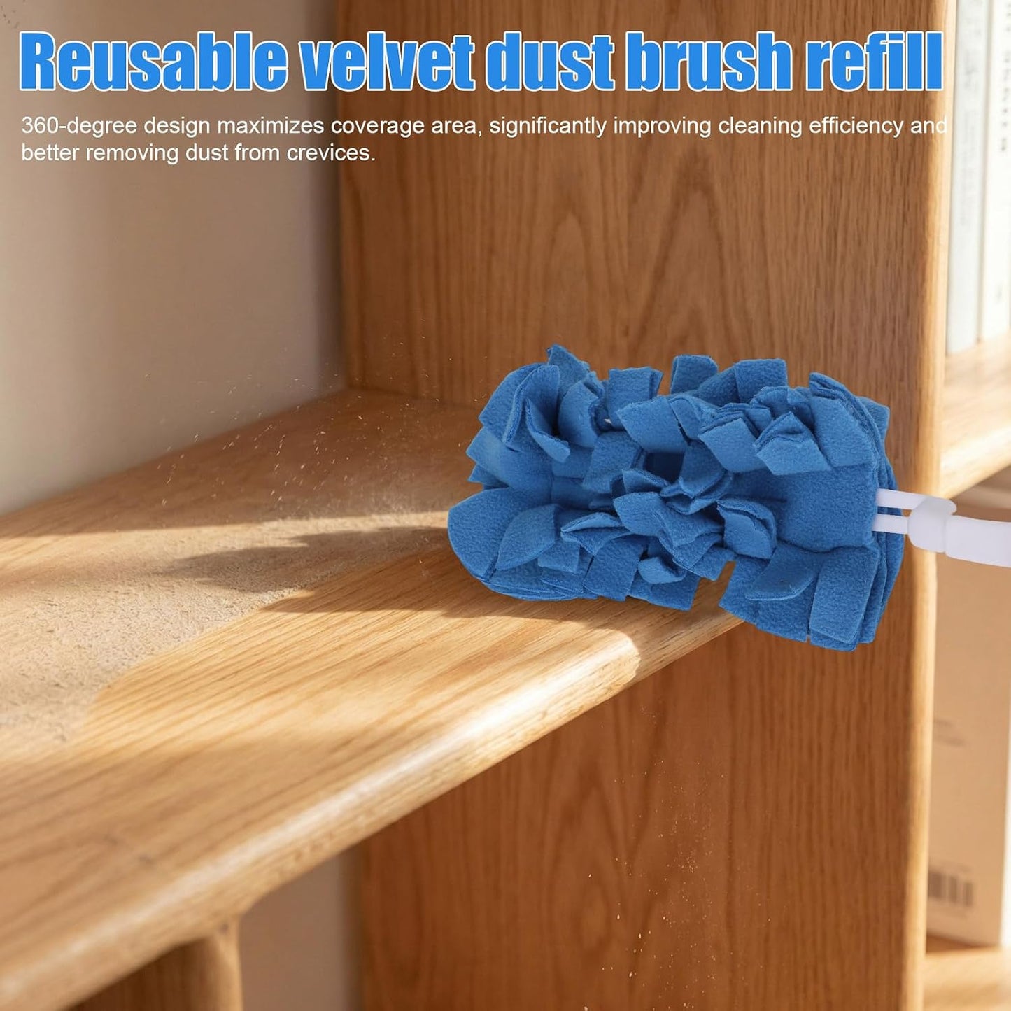 5pcs Reusable Duster Refills with Short Handle, 5 Colors 360° Heavy Duty Fleece Dusting Pads Cleaning Pads Washable for Home Furniture Ceiling Fan Window Blinds Kitchen Car Interior
