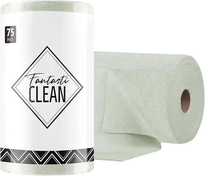 Fantasticlean Microfiber Cleaning Cloth Roll -75 Pack, Tear Away Microfiber by Fantasticlean