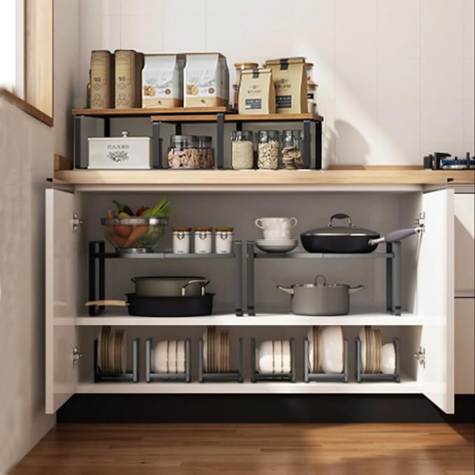 Cabinet Organizer Shelf, Kitchen Counter Storage, 2-Piece Set, Stackable Spice - Image 6