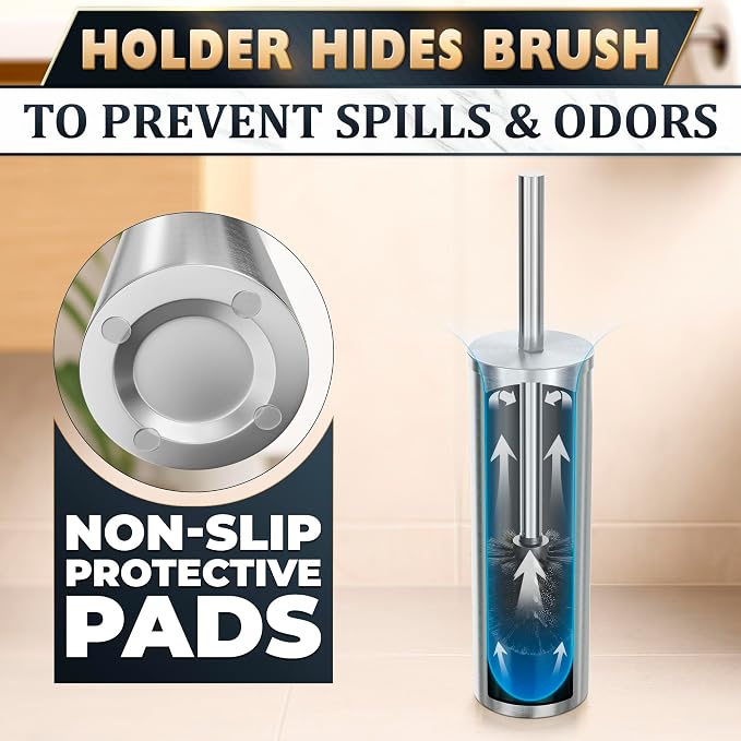 Stylish Stainless Steel Toilet Brush and Holder Set - Image 4