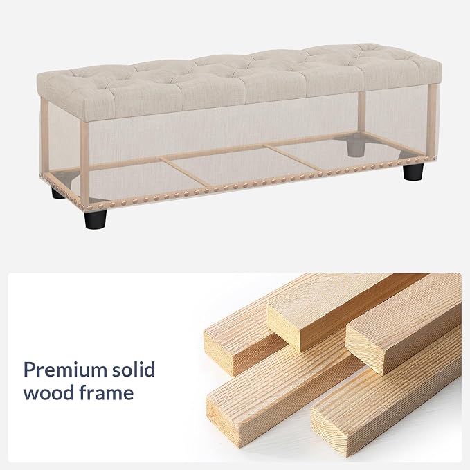 BELLEZE 47" Storage Ottoman, Storage Bench - Image 4