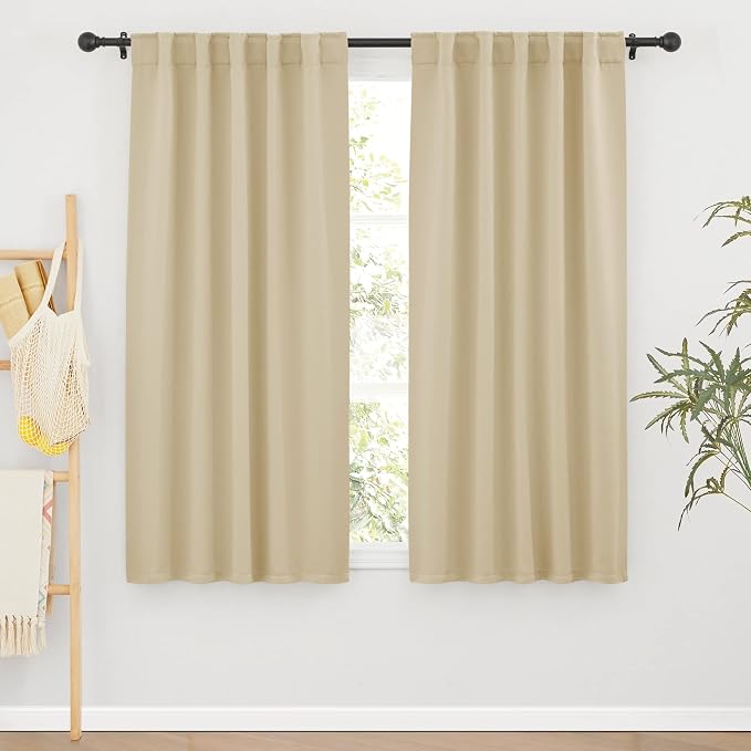RYB HOME Short Blackout Curtains 63 inches, Solid Heavy Duty Small Window by RYBHOME