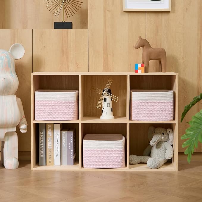 Small Organizing Baskets for Cubes Shelf, 9.7x9.7x7.1 Inch Rope Woven Storage - Image 3