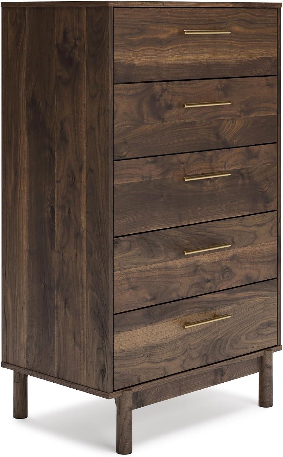 Signature Design by Ashley Tall 5 Drawer Chest, Mocha Walnut Dresser