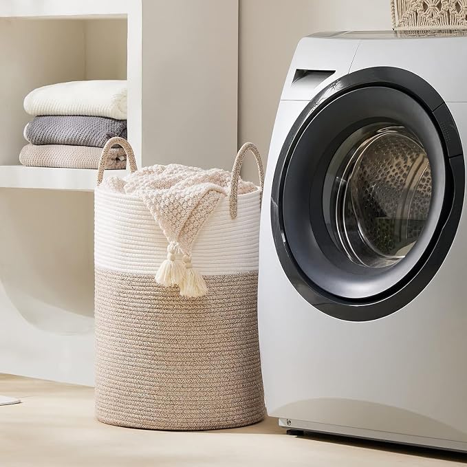 YOUDENOVA Woven Rope Laundry Hamper Basket, 72L Tall Luandry Basket, Baby - Image 5