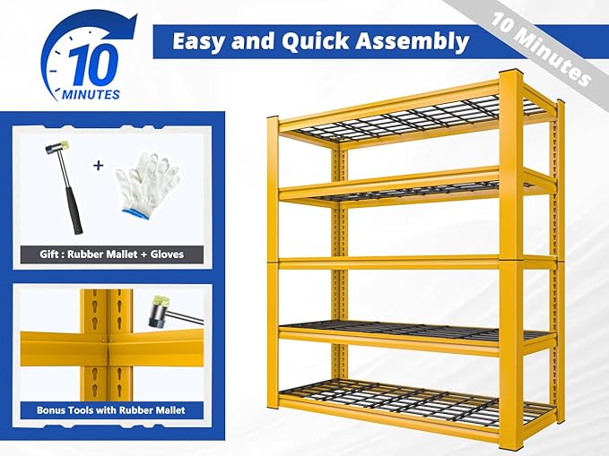 REIBII 72''H Garage Shelving 3010 LBS Storage Shelves Adjustable Metal Shelving - Image 9