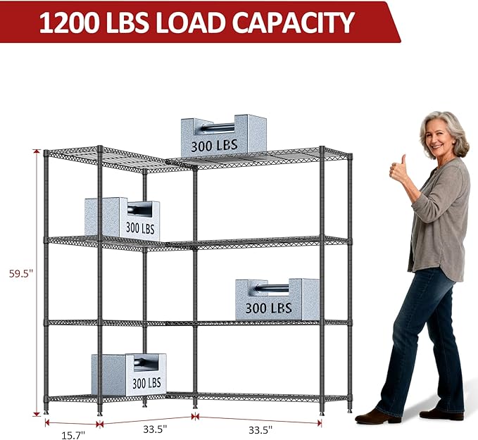 IZEUK Linked Storage Racks, DIY Adjustable Heavy Duty Metal Shelving Unit - Image 3