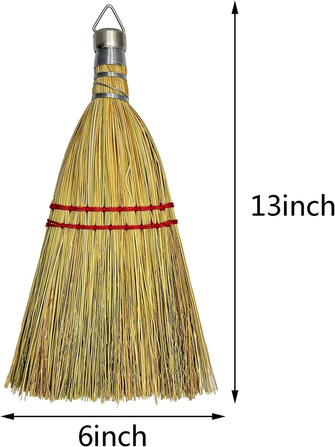 12 Inch Corn Handmade Broom Mini Whisk Made of Natural Corn Broom Straw with a Solid Metal Hang Design for Outdoor Car Porch Debris Dust Dirt Driveways Sidewalks Halloween