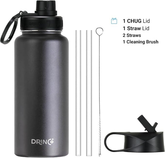 DRINCO Stainless Steel Water Bottle Spout Lid Vacuum Insulated Double Wall - Image 2