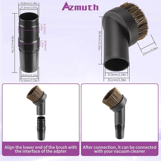 25mm Horse Hair Round Dust Brush, 1.25" Vacuum Brush Attachment - Image 3