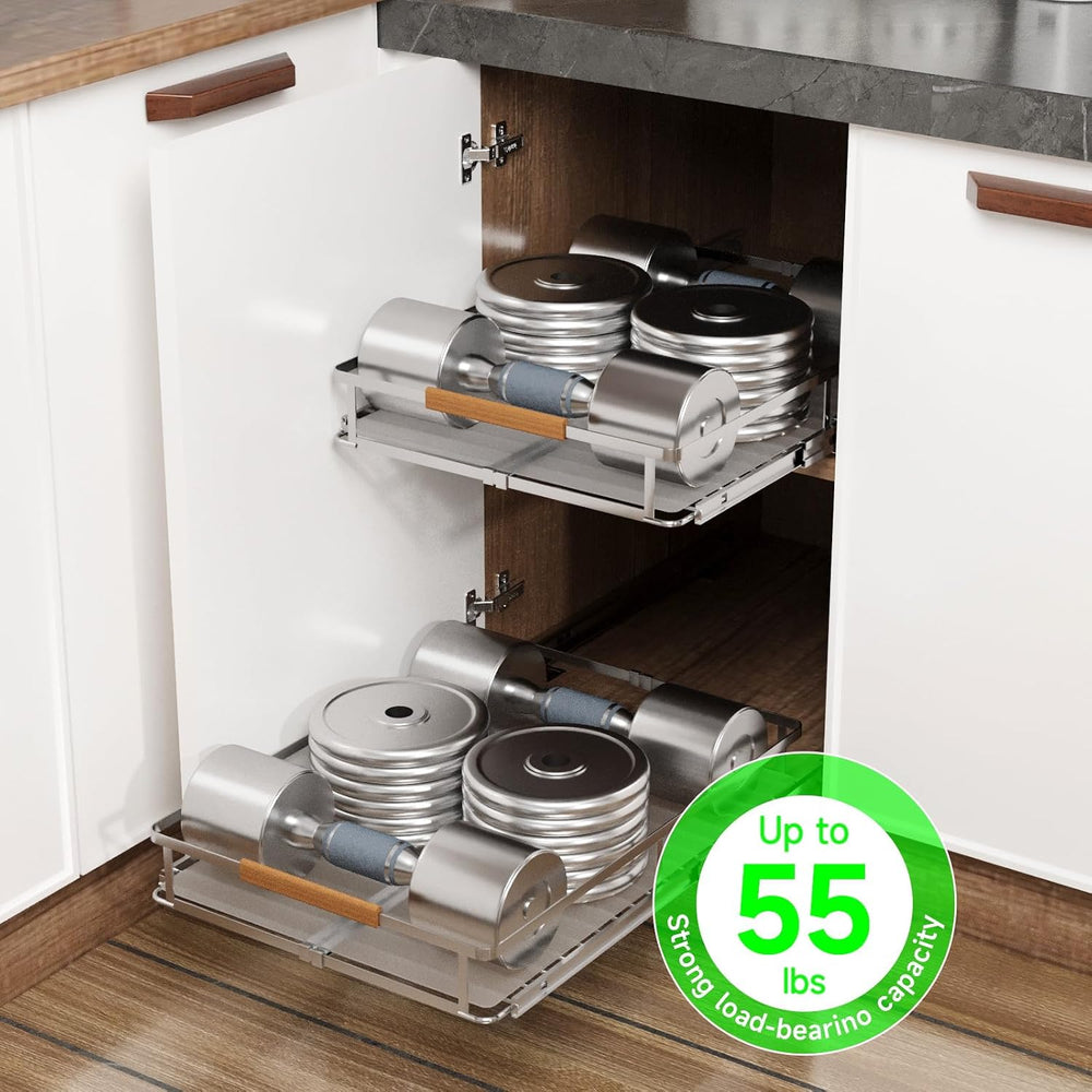 Expandable Pull-Out Cabinet Drawers, Slide-Out Shelves, Medium 1 PK
