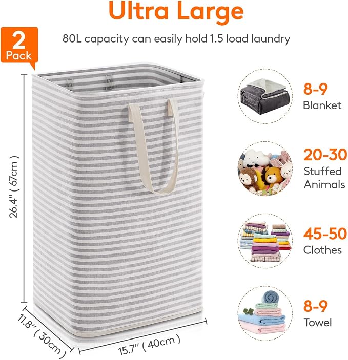 Lifewit 2 Pack Laundry Hamper Large Collapsible Laundry Baskets, Freestanding - Image 4