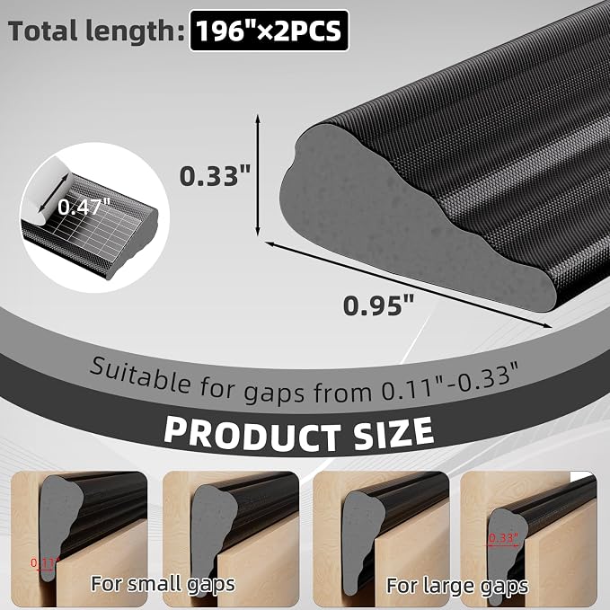 2Pcs×196" Wedge Weather Stripping Door Seal Strip - Image 2