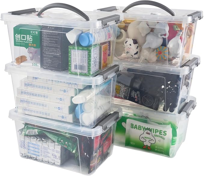 6 Quart Plastic Stackable Storage Latch Bins - Image 2