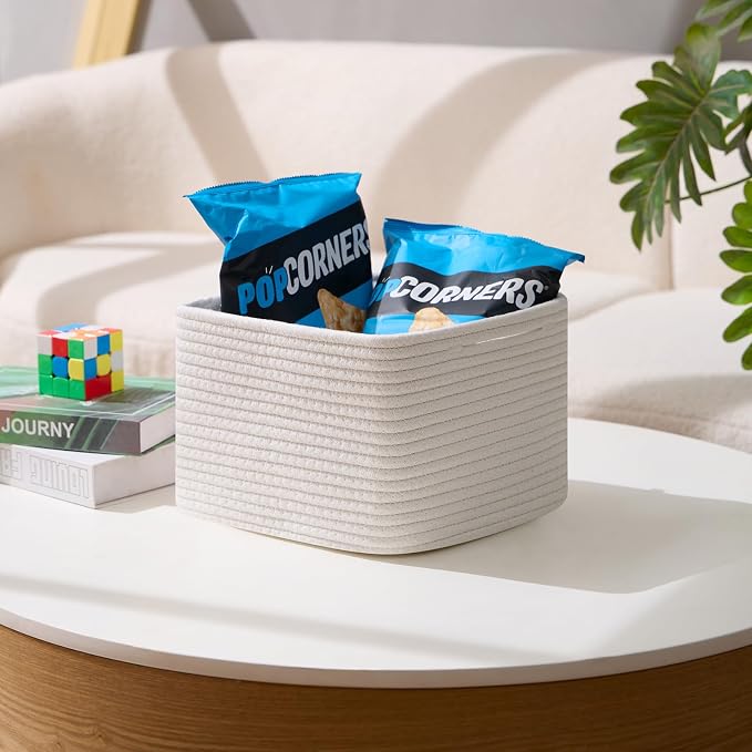 Small Organizing Baskets for Cubes Shelf, 9.7x9.7x7.1 Inch Rope Woven Storage - Image 5