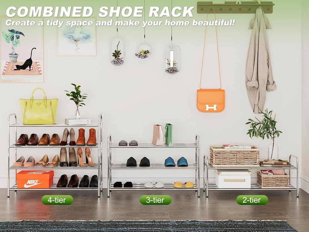 4-Tier Expandable Shoe Rack – Adjustable Heavy Duty Organizer Shelf | 100% St...
