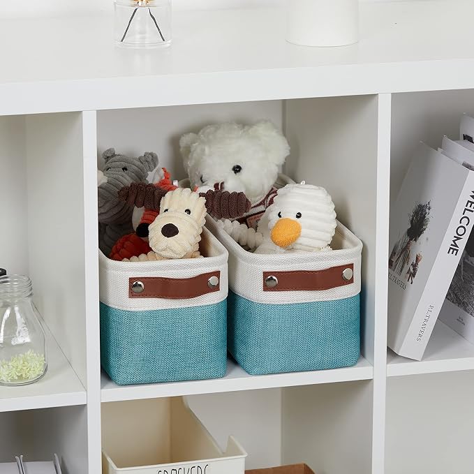 DULLEMELO Small Bathroom Closet Storage Baskets Canvas Fabric Storage Bins - Image 2