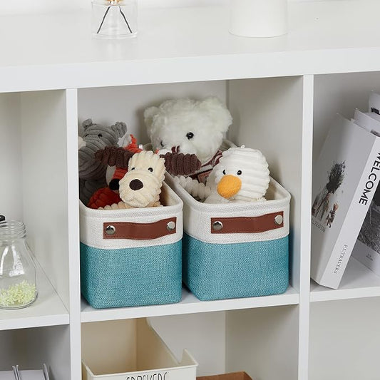 DULLEMELO Small Bathroom Closet Storage Baskets Canvas Fabric Storage Bins - Image 2