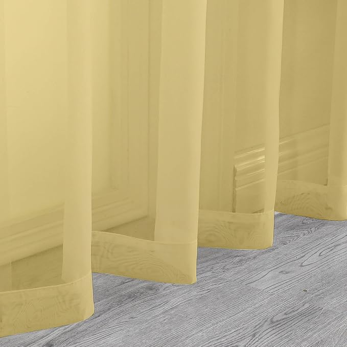 Chyhomenyc Yellow Sheer Curtains 72 Inch Length 2 Panels, Light Filtering Soft - Image 9