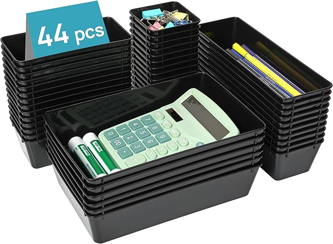 Vtopmart 44 PCS Plastic Drawer Organizers Set, 4-Size Versatile Bathroom and by Vtopmart