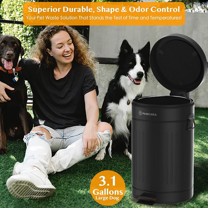 PAWZIDEA Dog Poop Trash Can Outside Odor Control, 3.1 Gallon Outdoor Trash Can - Image 7