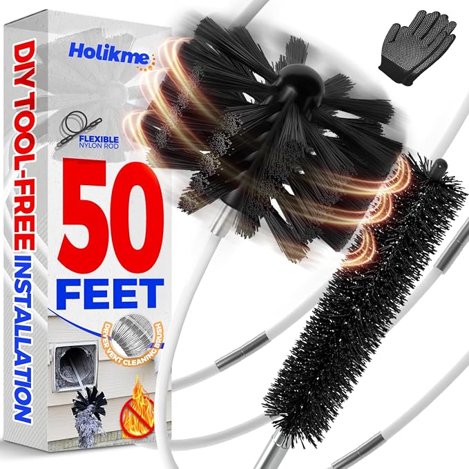 Holikme 50 Feet Dryer Vent Cleaner Kit Lint Remover Flexible Dryer Vent by Holikme