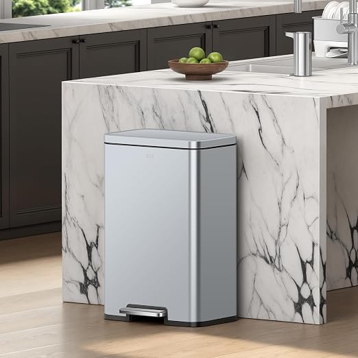 EKO Madison Matte Grey Stainless Steel 50 Liter/13.2 Gallon Step Trash Can - Image 3