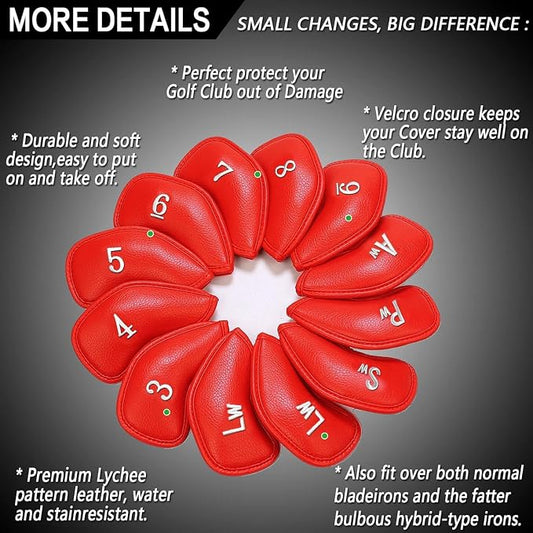 FINGER TEN Premium Synthetic Leather Stylish Iron & Wedge Golf Head Covers - Image 2