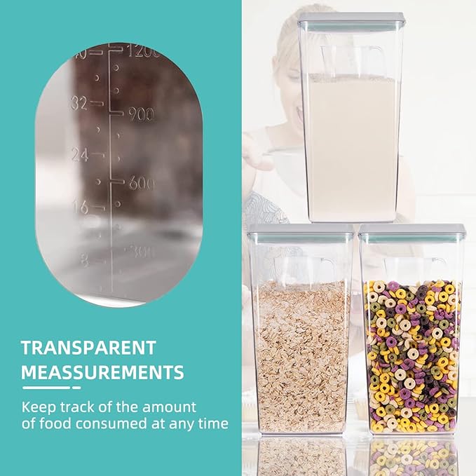 Ankou Airtight Pop Cereal Container, 3300ml Each Large Cereal Containers - Image 3