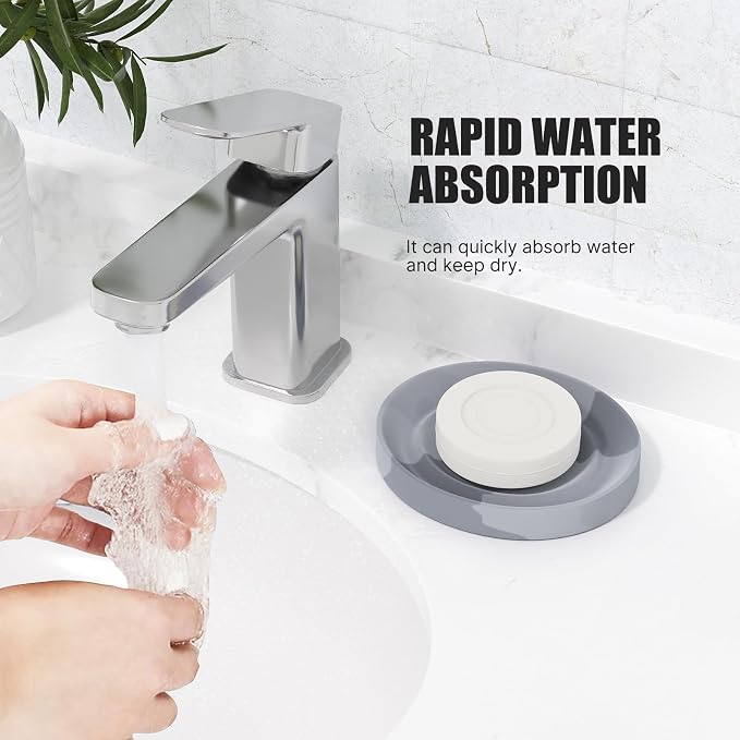 Diatomite Soap Dish Holder, Water Absorbent Stone Soap Dish, Quick Dry Stone - Image 8
