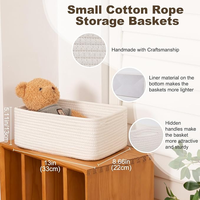 3 Pack Small Storage Baskets for Organizing, Cute Woven Decorative Gift Baskets - Image 2