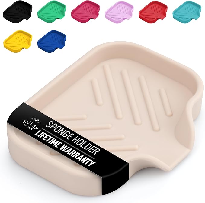 Zulay Kitchen Small Silicone Sponge Holder – Space-Saving Sink Organizer Tray by ZulayKitchen