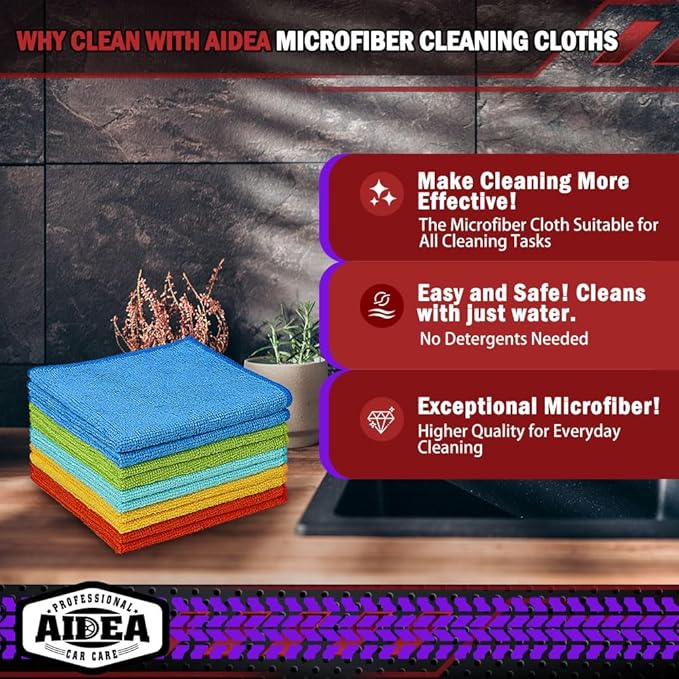 AIDEA Microfiber Cleaning Cloth 10PK, Micro Fiber Cloth - Image 2