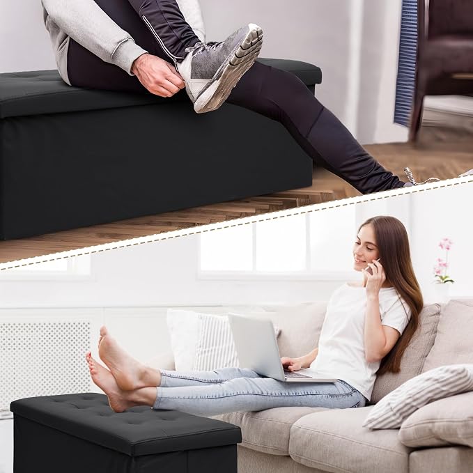 Athena Collection 43" Storage Ottoman Bench Folding Bench - Image 7
