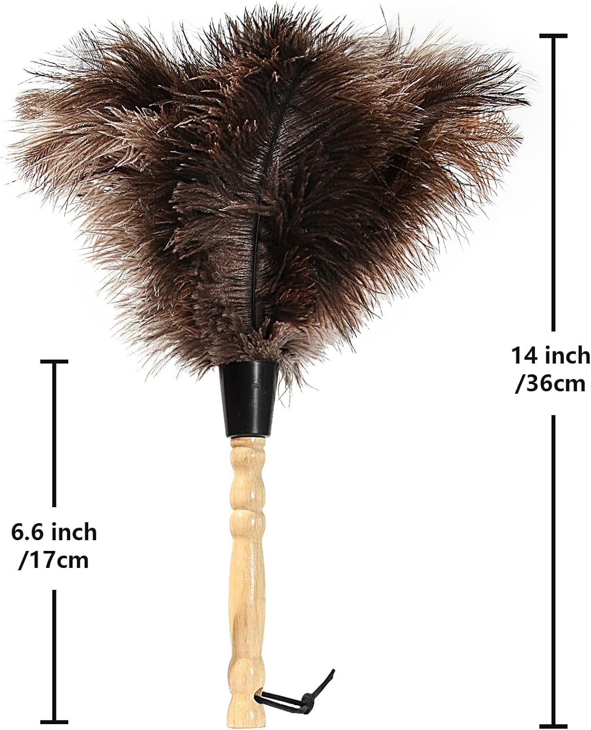 Ostrich Feather Duster 14 inch Feather Duster Fluffy Natural Genuine Ostrich Feathers with Wooden Handle and Eco-Friendly Reusable Handheld Ostrich Feather Duster for Cleaning Supplies