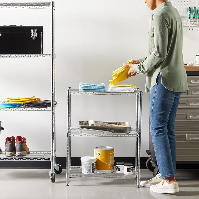 Amazon Basics 3-Shelf Adjustable Heavy Duty Steel Wire Rack Storage Shelving - Image 4