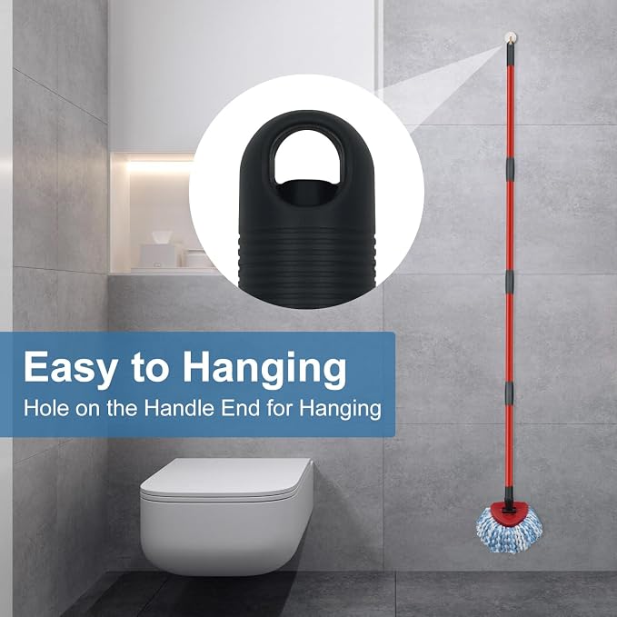 2 Pack Spin Mop Replacement Head, 1 Base, 4-Section Sturdy Iron Mop Handles - Image 8