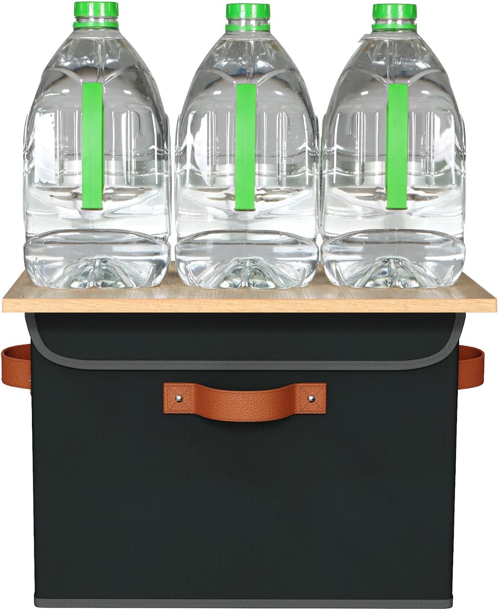 Univivi Fabric Storage Cubes with Lids, Stackable Storage Box, Black, 3 PCS