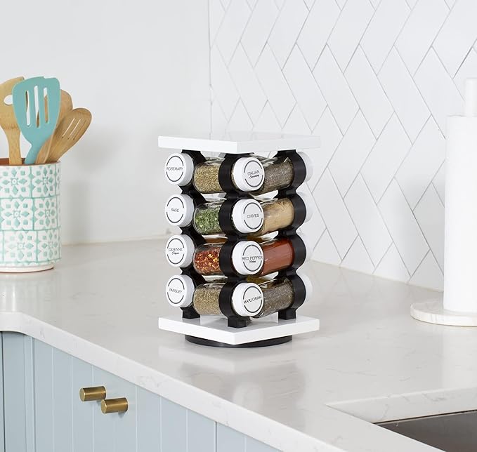 Orii Spice Rack 16 Jar Set White Filled - Image 4