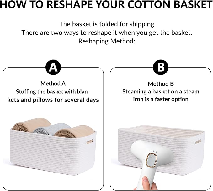 Large Storage Baskets for Organizing, Closet Shelf Baskets for Clothes Blanket - Image 7