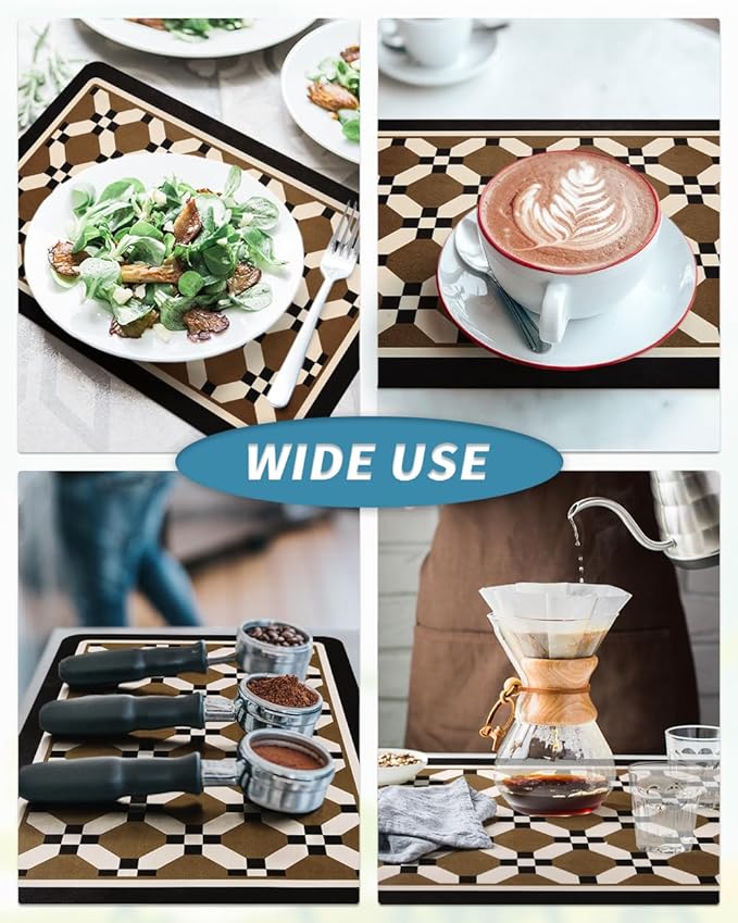 AMOAMI Coffee Mat Hide Stain Rubber Backed Absorbent Dish Drying Mat - Image 6