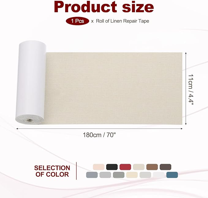PATIKIL 70x4.4 Inch Linen Repair Tape, Repair Fabric Patch Self Adhesive Couch - Image 2