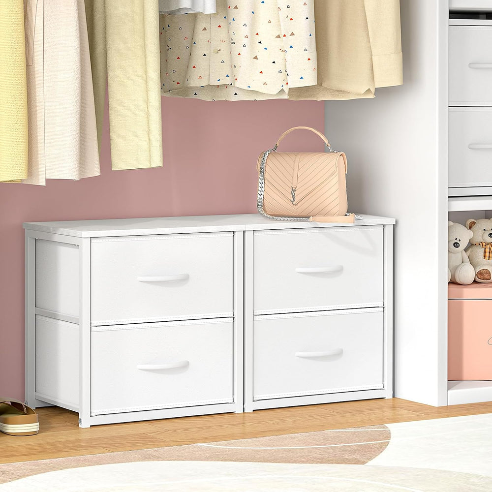 DAOUTIME 2-Pack Stackable Storage Drawers (4 Drawers Total), White Closet Org...
