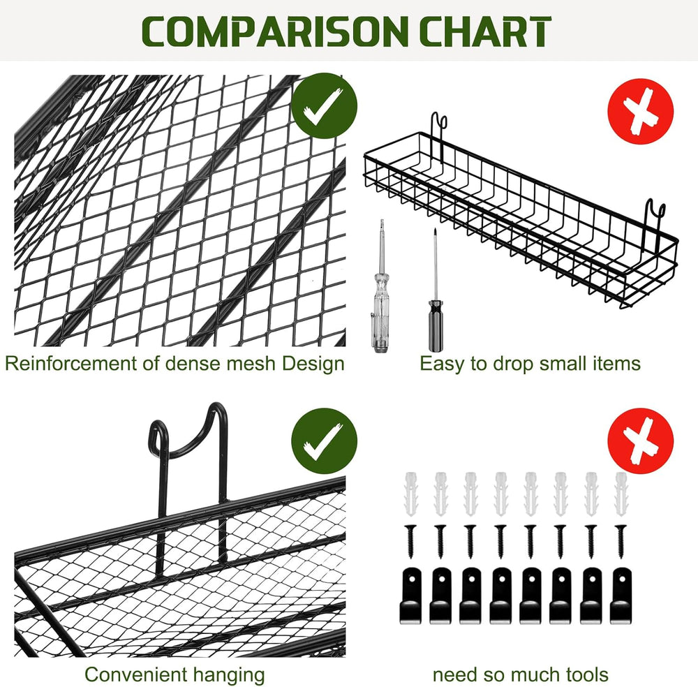 4 Pcs Metal Wire Mesh Basket for Gridwall Black Hanging Wire Mesh Basket with...