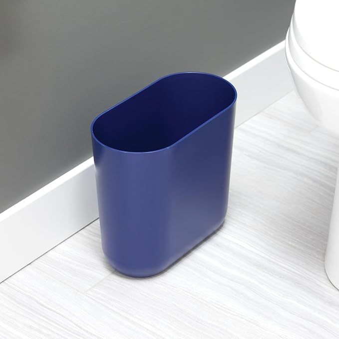 iDesign Small Oval Plastic Bathroom Trash Can - Image 4