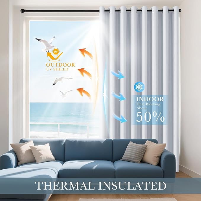 PONY DANCE Greyish White Blackout Curtains - Image 3