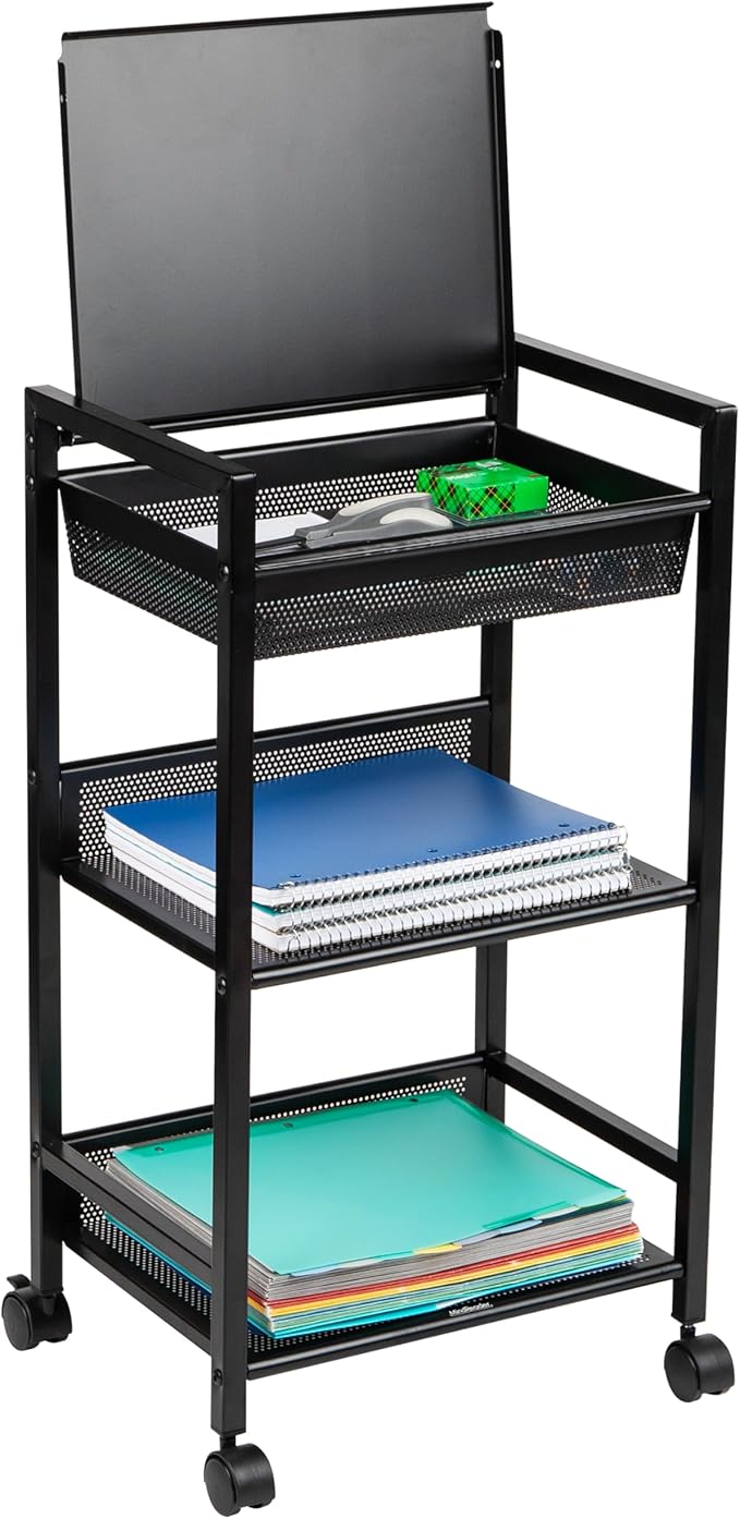 Mind Reader Cart with Covered Compartment, Office Organizer, 15.5" L x 11" W x by MindReader
