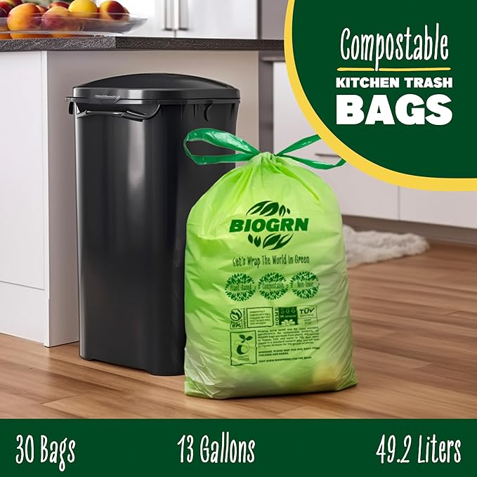 10-13 Gallon Compostable Trash Bags Drawstring 30 Bags Heavy Duty Extra Thick 1 - Image 8