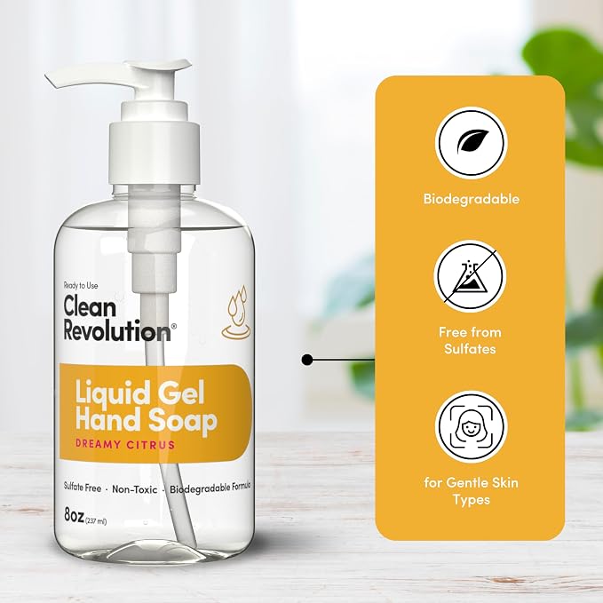Clean Revolution Liquid Gel Hand Soap, Silky Rich Liquid, Quick Lather - Image 4